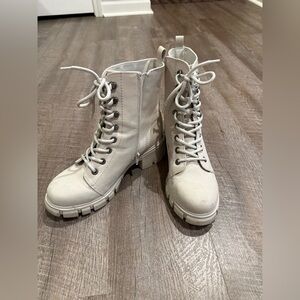 MIA Cream Lace-Up Combat Boots